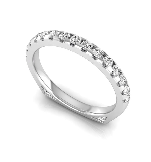 Round Moissanite Euro Shank Half Eternity Wedding Band