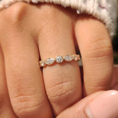 OctaPearl Half Bezel Set Lab Grown Diamond Full Eternity Stackable Wedding Band - alternate view
