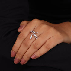 Snake Design Moissanite Wrap Ring for Women - alternate view