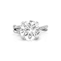 10 MM Round Cut Moissanite Leaf Motif Prong Set Split Shank Branch Wedding Ring For Ladies