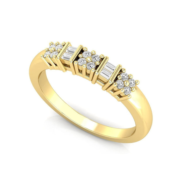 Round And Baguette Cut CZ Stone Half Eternity Stacking Wedding Band Ring