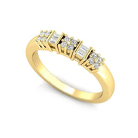 Round And Baguette Cut CZ Stone Half Eternity Stacking Wedding Band Ring