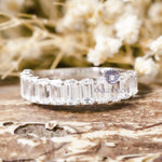 Emerald Cut CZ Stone Half Eternity Stacking Band For Wedding Proposal-Promise