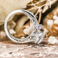 Filigree Inspire Cushion Cut Moissanite Promise Ring