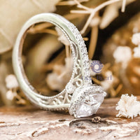 Filigree Inspire Cushion Cut Moissanite Promise Ring