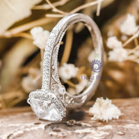 Filigree Inspire Cushion Cut Moissanite Promise Ring