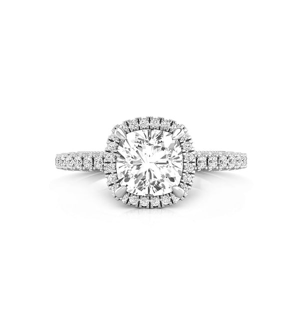 Filigree Inspire Cushion Cut Moissanite Solitaire With Accent Halo Set Promise Ring