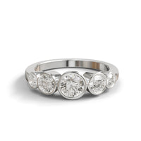Round Moissanite Bezel Set Five Stone Engagement Ring