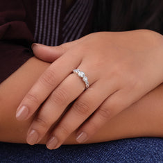 Round Moissanite Bezel Set Five Stone Engagement Ring - alternate view