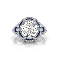 Round CZ Stone Milgrain Bezel Set Art Deco Vintage Look Ring