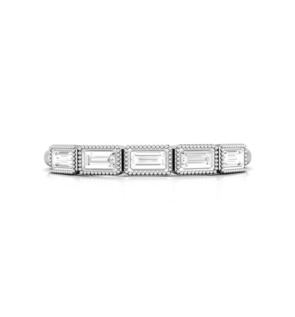 Baguette Cut CZ Five Stone Bezel Set Stacking Half Eternity Band Ring