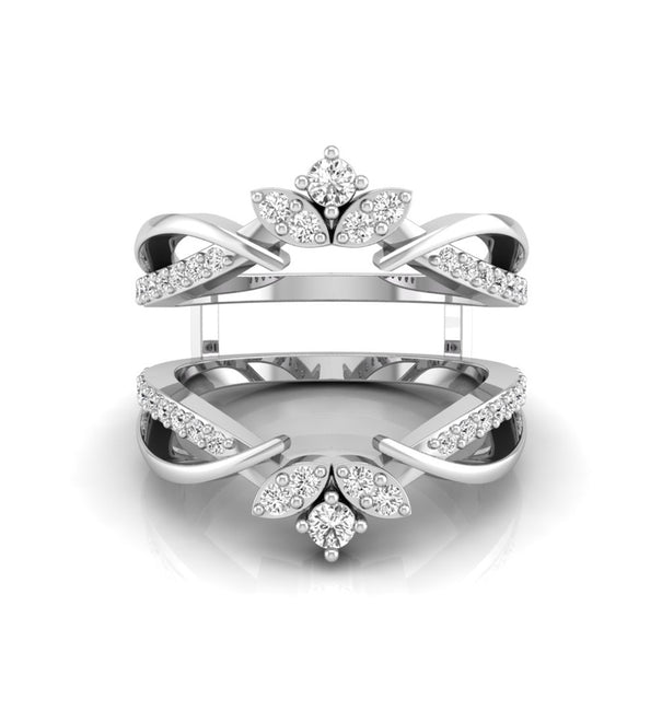 Round Moissanite Enhancer Guard Wedding Band