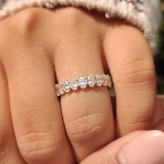 OctaPearl Oval Cut Lab Grown Diamond Full Eternity Wedding Band - alternate view