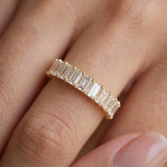 OctaPearl Emerald Cut Lab Grown Diamond Full Eternity Wedding Band - alternate view