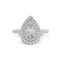 Pear Cut Moissanite Double Halo Wedding Anniversary Gift Ring