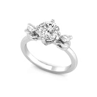 Silver ring with a diamond on a white background