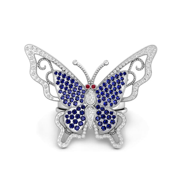 CZ Stone Cocktail Enhancer Party Wear Butterfly Ring Set