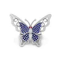 Blue Sapphire & Red Round Cut CZ Stone Cocktail Enhancer Party Wear Butterfly Ring Set