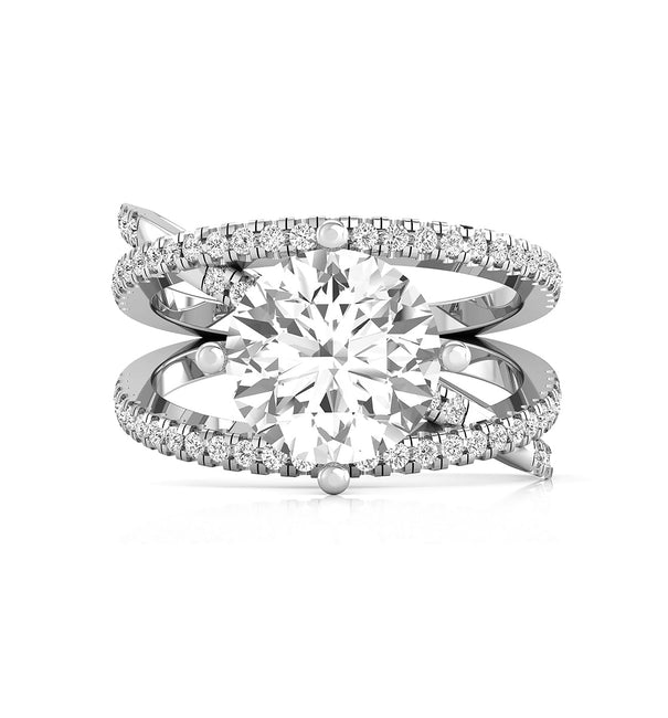 Round Cut Moissanite Criss Cross Shank Wedding Women's Ring