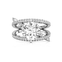 Round Cut Moissanite Criss Cross Shank Wedding Women's Ring