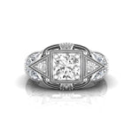 Round & Marquise CZ Stone Openwork Art Deco Ring