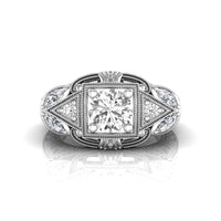 Round & Marquise CZ Stone Openwork Art Deco Ring