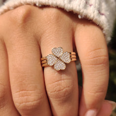 OctaPearl Four Heart Shape Pave Lab Grown Diamond Three Piece Bridal Ring Set - alternate view