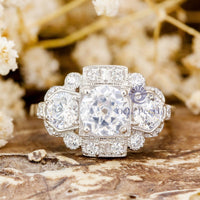 Old European Cut Moissanite Vintage Filigree Style Ring