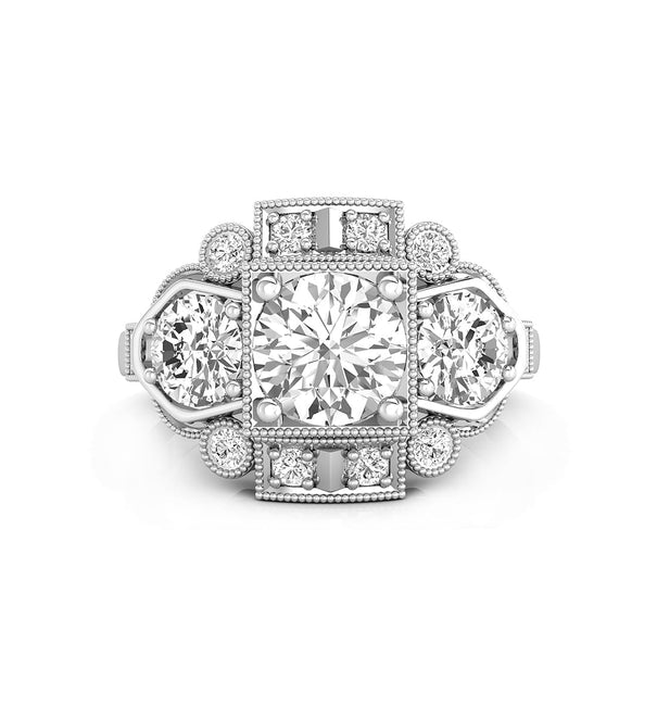 Old European Cut Moissanite Art Deco Vintage Filigree Style Ring