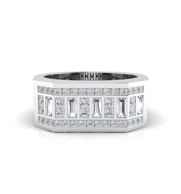 Baguette &  Princess Cut Channel Setting Men's Ring