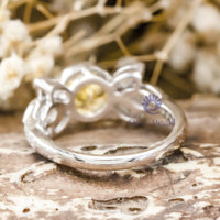 Yellow Flower Ring With Marquise CZ Stone