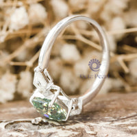 oval green stone wedding ring