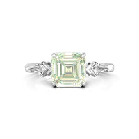 Classic Asscher With Fancy Cut CZ Three Stone Engagement Ring For Bridal