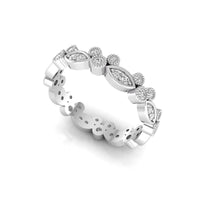 Round Moissanite Marquise Shape Vintage Inspired Eternity Band