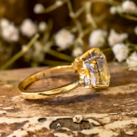 Yellow Radiant & Baguette-Princess Cut CZ Five Stone Wedding Ring