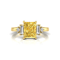 Yellow Radiant & Baguette-Princess Cut CZ Five Stone Wedding Ring