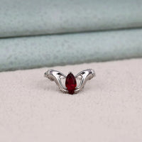 1 CT Garnet Marquise Cut CZ Ring with Hand‑Holding Design | 925 Sterling Silver | US 11
