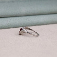 1 CT Garnet Marquise Cut CZ Ring with Hand‑Holding Design | 925 Sterling Silver | US 11