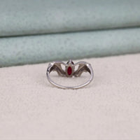 1 CT Garnet Marquise Cut CZ Ring with Hand‑Holding Design | 925 Sterling Silver | US 11