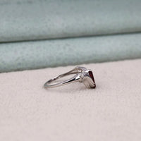 1 CT Garnet Marquise Cut CZ Ring with Hand‑Holding Design | 925 Sterling Silver | US 11