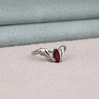1 CT Garnet Marquise Cut CZ Ring with Hand‑Holding Design | 925 Sterling Silver | US 11