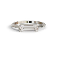 East West Baguette Cut Moissanite Solitaire Ring