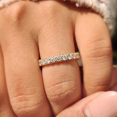 OctaPearl Minimalist Round Cut Lab Grown Diamond Half Eternity Wedding Band - alternate view
