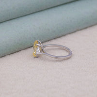 Silver ring with a yellow gemstone on a light background, Fashion Gemstone Ring