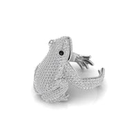 Round Cut Black & White CZ Stone Pave Setting Frog Ring For Party Wear