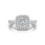 Cushion Moissanite Double Halo Engagement Ring