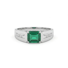 Emerald Cut Green CZ Men’s Statement Ring