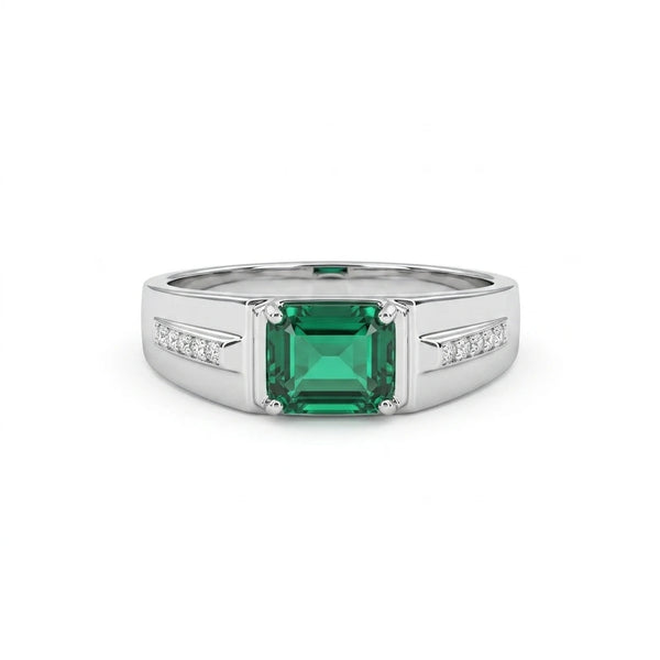 Emerald Cut Green CZ Men’s Statement Ring