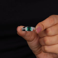 Emerald Cut Green CZ Men’s Statement Ring - alternate view
