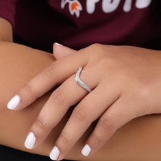 Round Moissanite Curved Contour Wedding Band for Her - alternate view